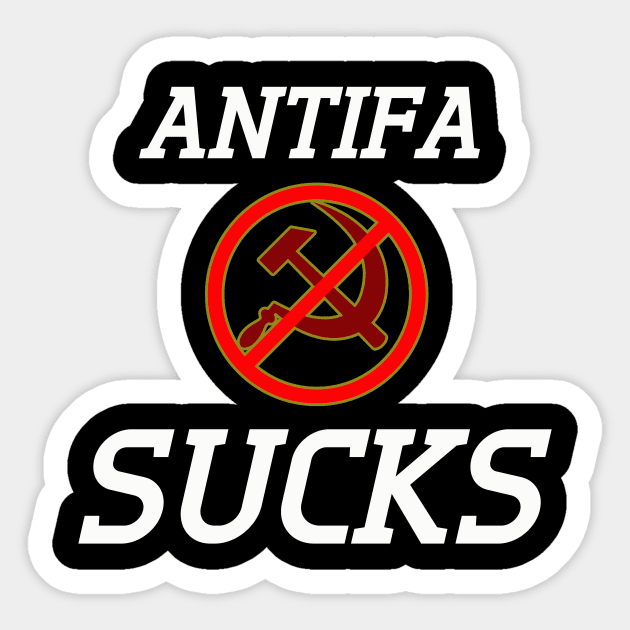 "ANTIFA SUCKS" Anti-Communist T-Shirt Sticker by Pistols & Patriots